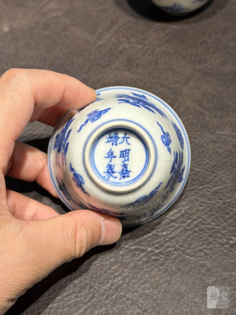 清康熙 青花清供图茶杯（一组六件） - 图34